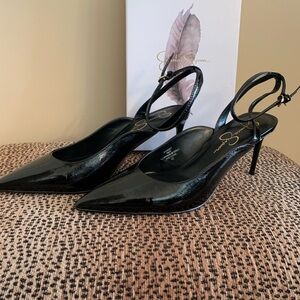 Jessica Simpson Black Slingback Pumps with Pointed Toe